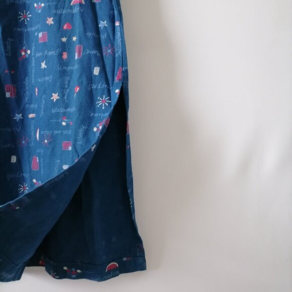 NWT City Blue By Koret Womens Blue Sleeveless All Over Print A-Line Dress Size L - Picture 4 of 8